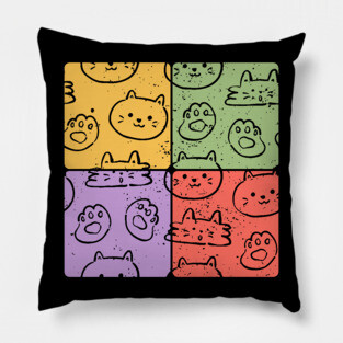 Cute Cats Mosaic Adorable Artistic Pet Design Pillow