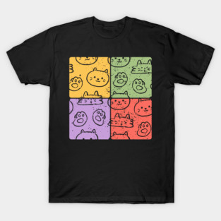 Cute Cats Mosaic Adorable Artistic Pet Design T-Shirt