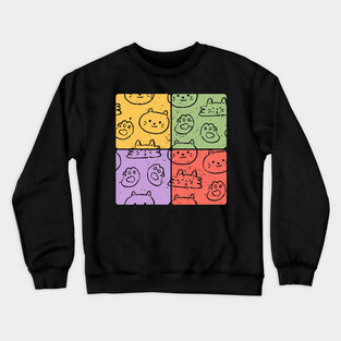 Cute Cats Mosaic Adorable Artistic Pet Design Crewneck Sweatshirt
