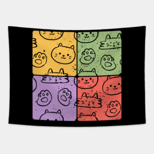 Cute Cats Mosaic Adorable Artistic Pet Design Tapestry
