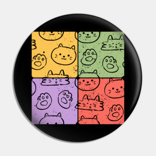 Cute Cats Mosaic Adorable Artistic Pet Design Pin
