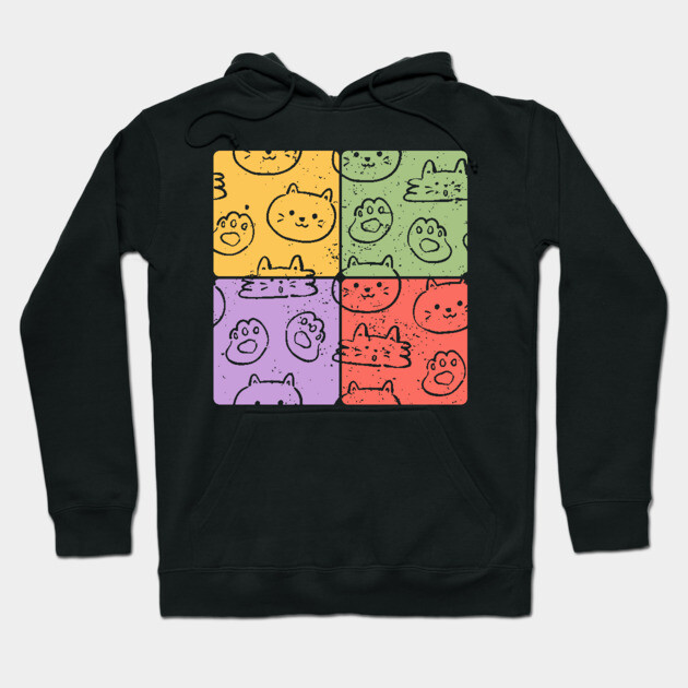 Cute Cats Mosaic Adorable Artistic Pet Design Hoodie by TuncGK