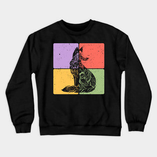Fox Silhouette Minimalist Wildlife Art Crewneck Sweatshirt