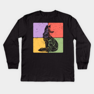 Fox Silhouette Minimalist Wildlife Art Kids Long Sleeve T-Shirt