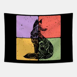 Fox Silhouette Minimalist Wildlife Art Tapestry