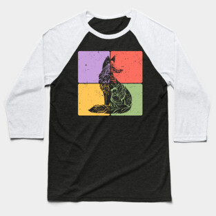 Fox Silhouette Minimalist Wildlife Art Baseball T-Shirt