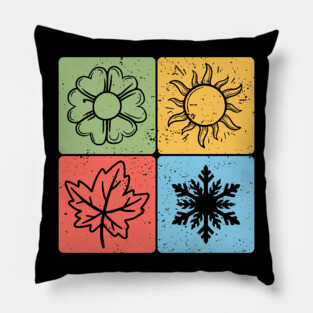 Four Seasons Nature Elements Artistic Design Pillow