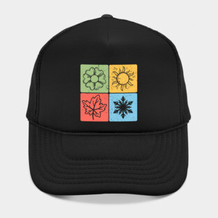 Four Seasons Nature Elements Artistic Design Hat