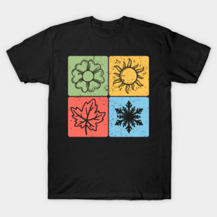 Four Seasons Nature Elements Artistic Design T-Shirt