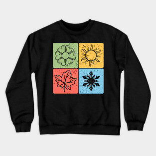 Four Seasons Nature Elements Artistic Design Crewneck Sweatshirt