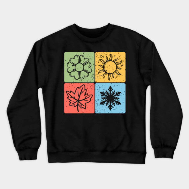 Four Seasons Nature Elements Artistic Design Crewneck Sweatshirt by TuncGK
