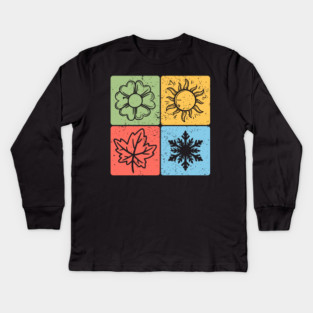 Four Seasons Nature Elements Artistic Design Kids Long Sleeve T-Shirt