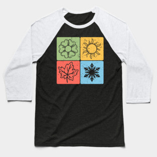 Four Seasons Nature Elements Artistic Design Baseball T-Shirt