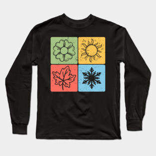 Four Seasons Nature Elements Artistic Design Long Sleeve T-Shirt