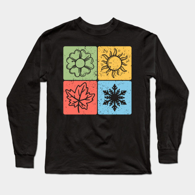 Four Seasons Nature Elements Artistic Design Long Sleeve T-Shirt by TuncGK