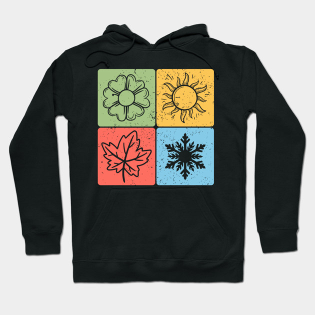 Four Seasons Nature Elements Artistic Design Hoodie by TuncGK
