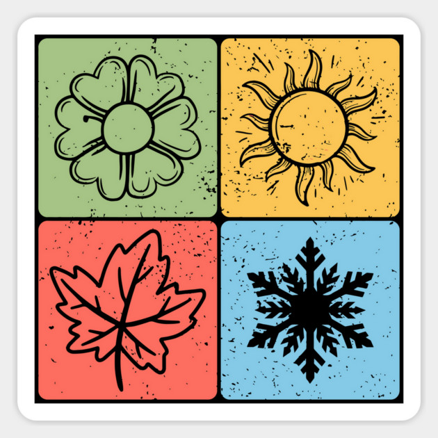 Four Seasons Nature Elements Artistic Design Magnet by TuncGK