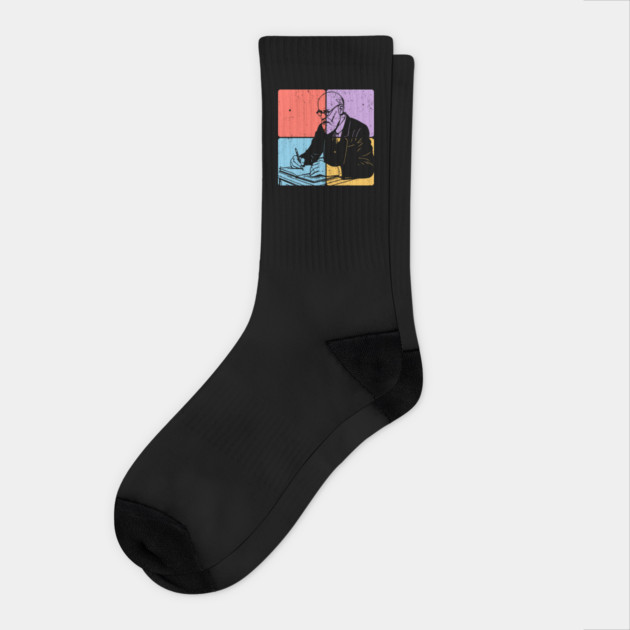 Sigmund Freud Minimalist Psychology Tribute Art Socks by TuncGK