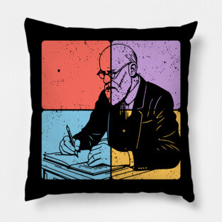 Sigmund Freud Minimalist Psychology Tribute Art Pillow