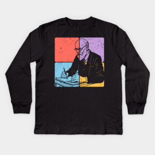 Sigmund Freud Minimalist Psychology Tribute Art Kids Long Sleeve T-Shirt