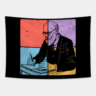 Sigmund Freud Minimalist Psychology Tribute Art Tapestry