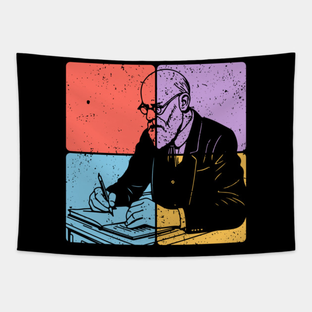 Sigmund Freud Minimalist Psychology Tribute Art Tapestry by TuncGK