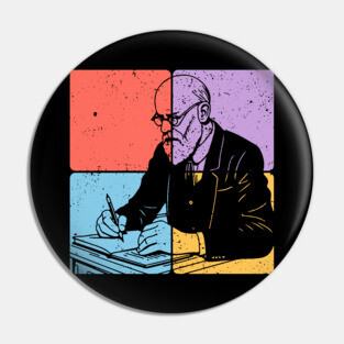 Sigmund Freud Minimalist Psychology Tribute Art Pin