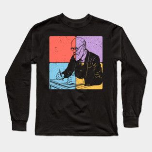 Sigmund Freud Minimalist Psychology Tribute Art Long Sleeve T-Shirt