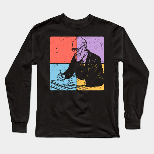 Sigmund Freud Minimalist Psychology Tribute Art Long Sleeve T-Shirt by TuncGK