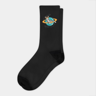 Cosmic Cat Saturn Starry Design Socks