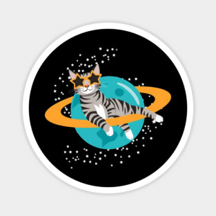 Cosmic Cat Saturn Starry Design Magnet
