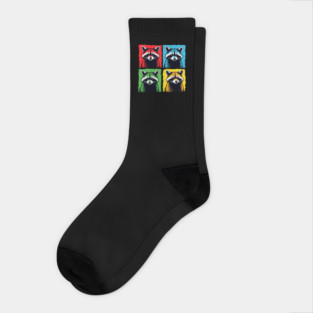 Pop Art Raccoon Colorful Retro Design Socks