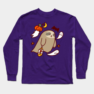 Halloween Ghost Sloth Long Sleeve T-Shirt
