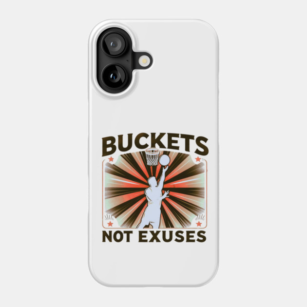 Buckets Not Excuses – Motivational Vintage Basketball Design Phone Case by Ben's Store 1