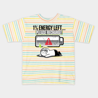 1% Energy Left – Funny Exhausted Low Battery Kids T-Shirt