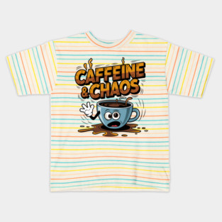 Caffeine & Chaos - Funny Coffee Lover Design Kids T-Shirt