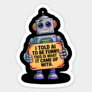 I Told AI To Be Funny - Hilarious Robot Design Sticker
