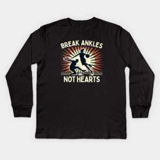 Break Ankles, Not Hearts – Vintage Basketball Crossover Design Kids Long Sleeve T-Shirt