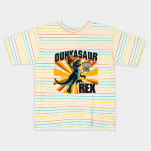 Dunkasaur Rex – Funny Dinosaur Basketball Design Kids T-Shirt