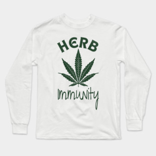 Herb Immunity Cannabis Leaf Design Long Sleeve T-Shirt