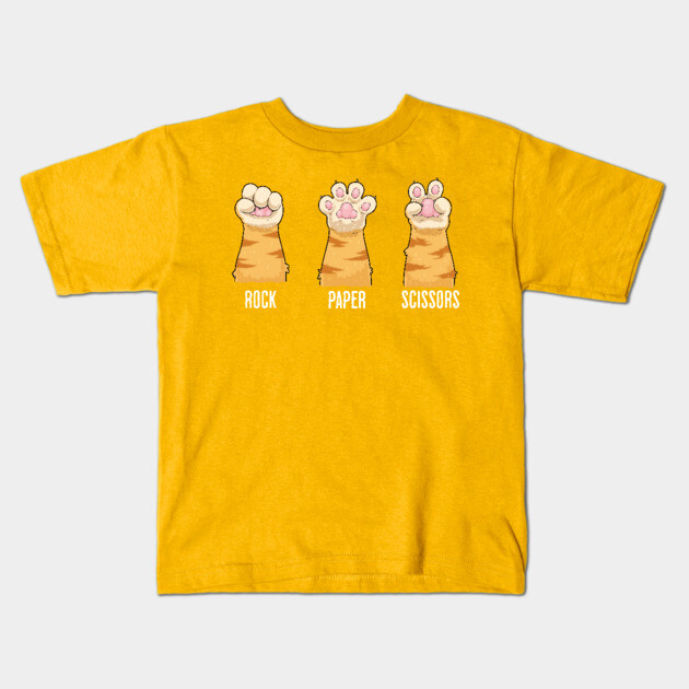 Rock Paper Scissors Cat Paws Kids T-Shirt by GoshWow®