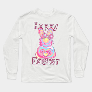 Vibrant Easter Bunny Design for Girls Long Sleeve T-Shirt