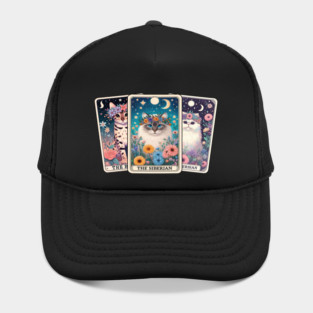 Mystical Cat Tarot Card - Floral Zodiac Feline Art Hat