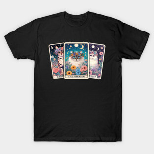Mystical Cat Tarot Card - Floral Zodiac Feline Art T-Shirt