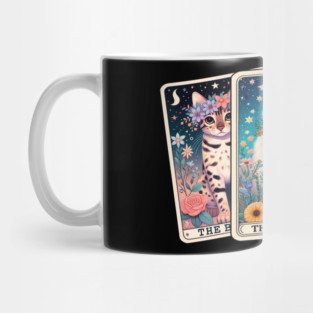Mystical Cat Tarot Card - Floral Zodiac Feline Art Mug