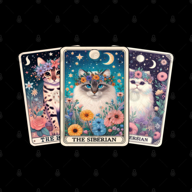 Mystical Cat Tarot Card - Floral Zodiac Feline Art by Premachandra's Store