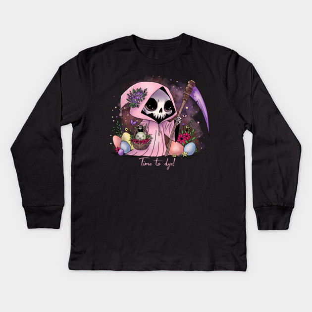 Easter Grim Reaper Kids Long Sleeve T-Shirt by H. R. Sinclair