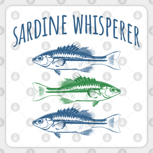 Vintage sardines with saying Sardine Whisperer Sticker by Luxinda