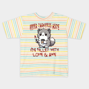 Inner Darkness Aside, I'm Filled With Love & Awe funny cat Kids T-Shirt