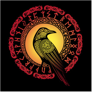 Norse Raven Rune Circle - Viking Symbol Art Posters and Art